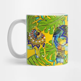 Elephant in the jungle, yellow Mug